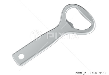 Silver metal bottle opener. 3D rendering Silver metal bottle opener. 3D rendering 140019537