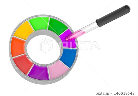 Circular color palette with eyedropper tool. 3D rendering 140019548