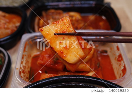 Korean Kimchi Pancake with Chopsticks Close-up 140019820