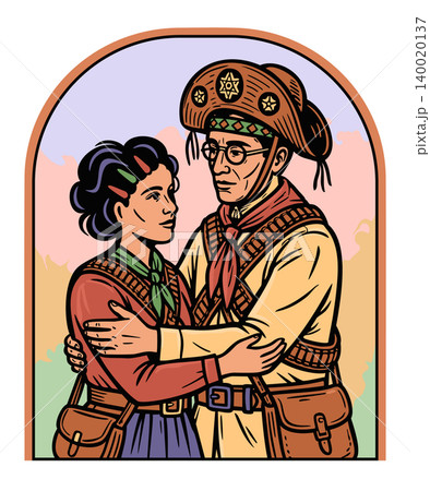 Lampiao and Maria Bonita. Couple in traditional Brazilian clothing. Folk heroes of Northeast of Brazil. Vector illustration Lampiao and Maria Bonita. Couple in traditional Brazilian clothing. Folk heroes of Northeast of Brazil. Vector illustration 140020137
