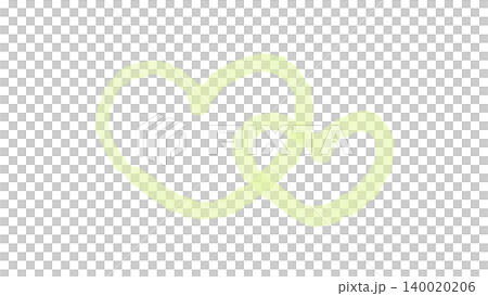 二つのハートのイラスト 薄黄緑の手描き水彩素材 二つのハートのイラスト 薄黄緑の手描き水彩素材 140020206