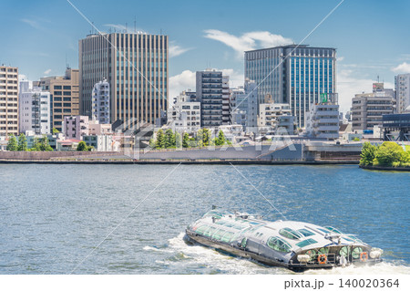 「東京都」隅田川を走る水上バス・ホタルナ 中央区 「東京都」隅田川を走る水上バス・ホタルナ 中央区 140020364