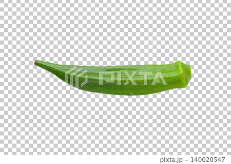 A cutout food image featuring a single okra against a transparent background, viewed from directly above. A cutout food image featuring a single okra against a transparent background, viewed from directly above. 140020547