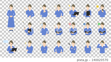 A set of illustrations depicting businesswomen with various expressions. A set of illustrations depicting businesswomen with various expressions. 140020570