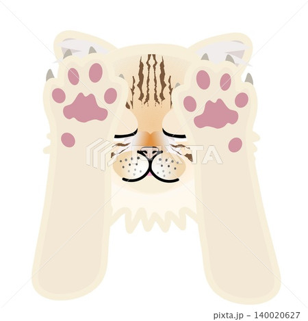 前足のついた薄茶色の猫の顔イラスト 前足のついた薄茶色の猫の顔イラスト 140020627