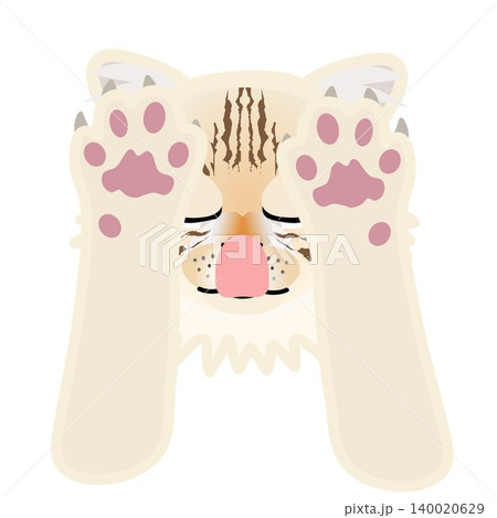 前足のついた薄茶色の猫の顔イラスト 140020629