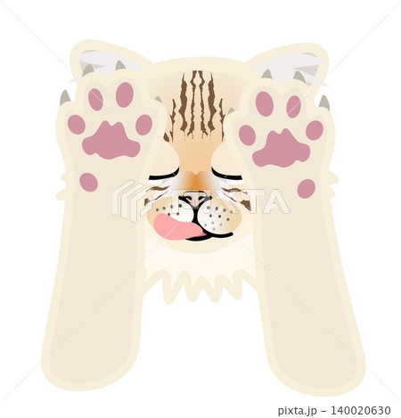 前足のついた薄茶色の猫の顔イラスト 前足のついた薄茶色の猫の顔イラスト 140020630
