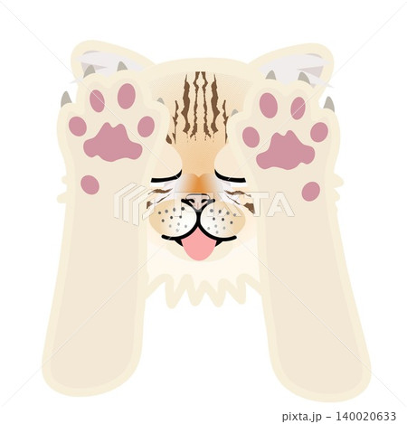 前足のついた薄茶色の猫の顔イラスト 前足のついた薄茶色の猫の顔イラスト 140020633