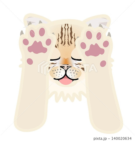 前足のついた薄茶色の猫の顔イラスト 前足のついた薄茶色の猫の顔イラスト 140020634
