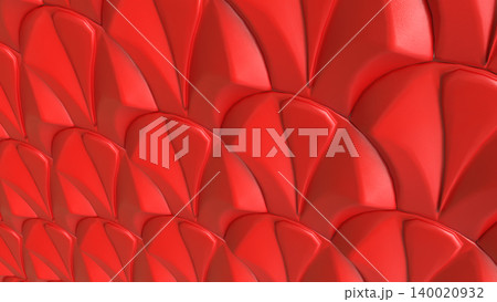 Glossy Red Scallop Wall Pattern 3d render. Glossy Red Scallop Wall Pattern 3d render. 140020932