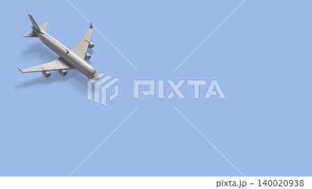 Minimalist Airplane On Blue Horizon 3d render. Minimalist Airplane On Blue Horizon 3d render. 140020938