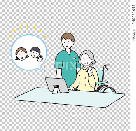 圖示：護理人員協助線上探訪。 140021045