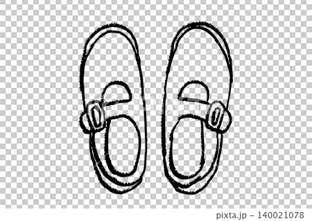 A monochrome line drawing illustration of hand-drawn women's strap shoes, featuring a retro and simple shoe fashion. A monochrome line drawing illustration of hand-drawn women's strap shoes, featuring a retro and simple shoe fashion. 140021078
