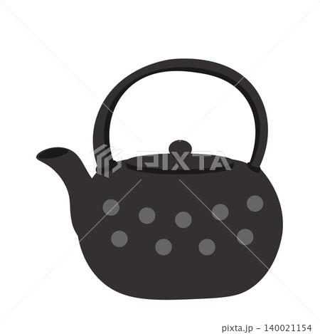 南部鉄器をイメージしたシンプルな鉄瓶のイラスト 南部鉄器をイメージしたシンプルな鉄瓶のイラスト 140021154