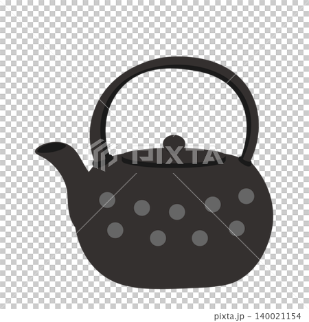 南部鉄器をイメージしたシンプルな鉄瓶のイラスト 南部鉄器をイメージしたシンプルな鉄瓶のイラスト 140021154