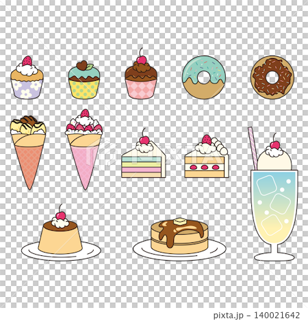 Illustration set of cute sweets Illustration set of cute sweets 140021642
