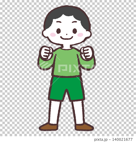 一個積極向上的男孩的插圖 一個積極向上的男孩的插圖 140021677