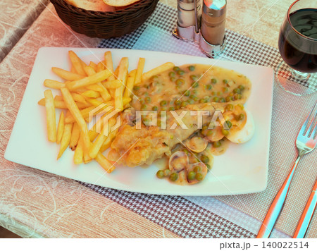 monkfish tail with green pea monkfish tail with green pea 140022514