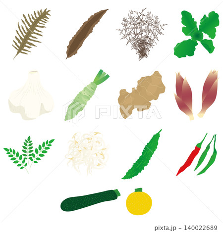 シンプルな海藻・薬味セットのアイコンイラスト 生鮮食品イラスト 白背景 シンプルな海藻・薬味セットのアイコンイラスト 生鮮食品イラスト 白背景 140022689