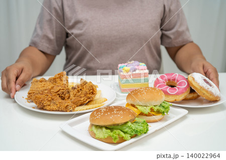 Junk food no good health eating for diet. Junk food no good health eating for diet. 140022964