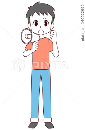 拡声器を持って叫ぶ男性のイラスト 拡声器を持って叫ぶ男性のイラスト 140022999