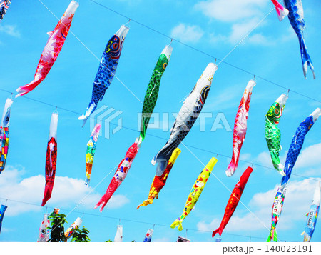 「川口芝川鯉のぼり祭り2026」のこいのぼりと青空の美しい風景 「川口芝川鯉のぼり祭り2026」のこいのぼりと青空の美しい風景 140023191