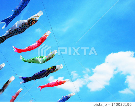 「川口芝川鯉のぼり祭り2026」のこいのぼりと青空の美しい風景 140023196