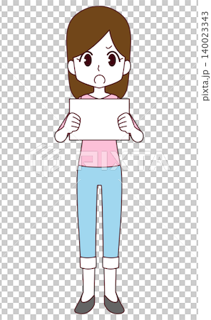 Illustration of a woman holding a board 140023343