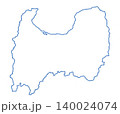 富山県　白地図　青色枠線 140024074