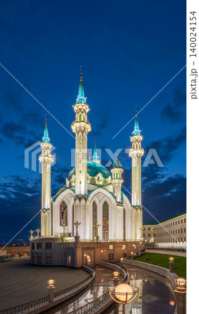 Kul Sharif mosque in Kazan Kremlin, Tatarstan, Russia. It is tourist attraction of Kazan. Kremlin. The main attraction of the city of Kazan. 140024154