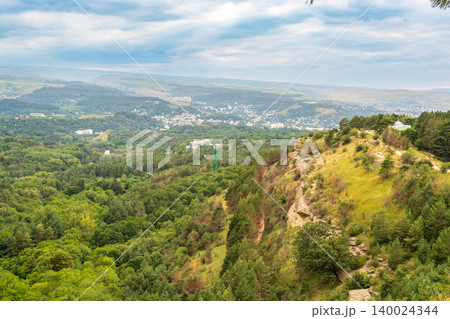 View of the mountains and Kislovodsk from the observation decks of the Kislovodsk Park View of the mountains and Kislovodsk from the observation decks of the Kislovodsk Park 140024344