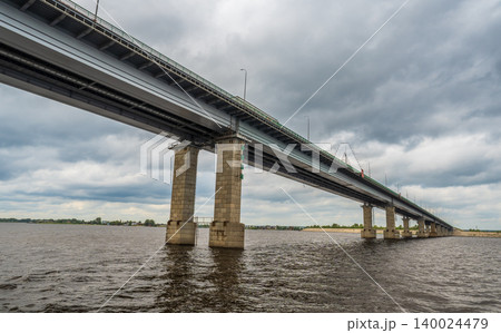 The large Zaimishchensky automobile bridge across the Volga River near Kazan, Russia The large Zaimishchensky automobile bridge across the Volga River near Kazan, Russia 140024479