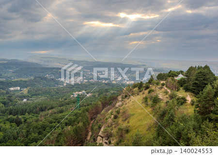 View of Kislovodsk Park and the cable car from the mountain 140024553