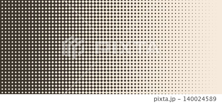 Old beige square halftone gradient background. Aged fading repeating square pixel texture. Repeated gradation pattern. Vanishing comic pop art overlay backdrop. Vector cartoon raster effect wallpaper Old beige square halftone gradient background. Aged fading repeating square pixel texture. Repeated gradation pattern. Vanishing comic pop art overlay backdrop. Vector cartoon raster effect wallpaper 140024589