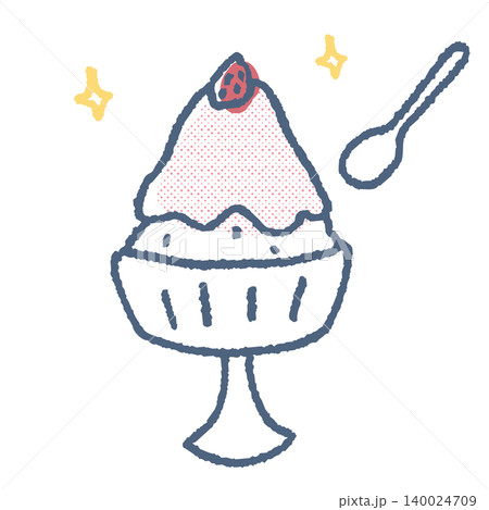 いちごがのっているいちご味のかき氷のイラスト 140024709