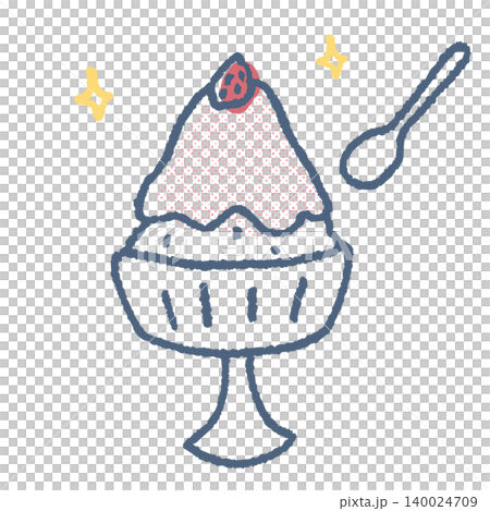 いちごがのっているいちご味のかき氷のイラスト 140024709