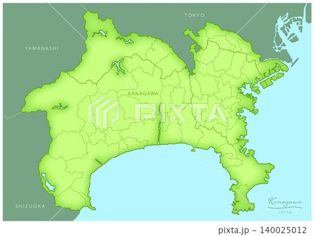 「神奈川県」立体感のある日本の地図シリーズ。(隣県、市町村、英語)KANAGAWA, JAPAN 「神奈川県」立体感のある日本の地図シリーズ。(隣県、市町村、英語)KANAGAWA, JAPAN 140025012