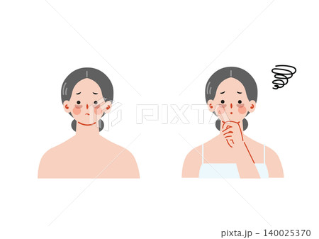 目の下のクマの悩む女性のイラスト 140025370