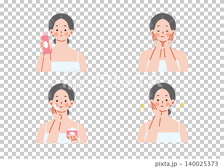 婦女做皮膚護理的插圖集 婦女做皮膚護理的插圖集 140025373