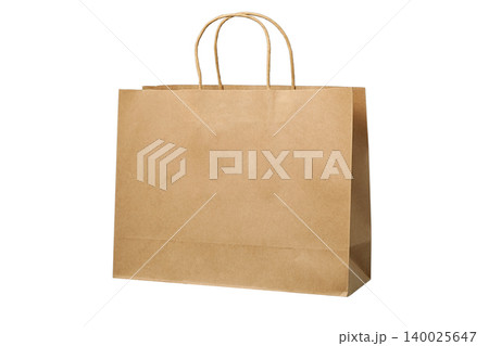 Brown paper bag with sturdy handles for shopping, isolated on white, PNG Brown paper bag with sturdy handles for shopping, isolated on white, PNG 140025647