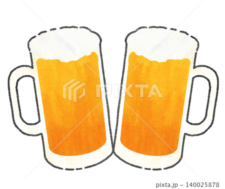 ビールジョッキに入ったビールで乾杯 ビールジョッキに入ったビールで乾杯 140025878