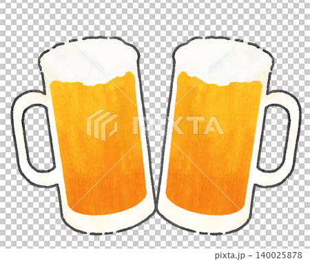 ビールジョッキに入ったビールで乾杯 ビールジョッキに入ったビールで乾杯 140025878