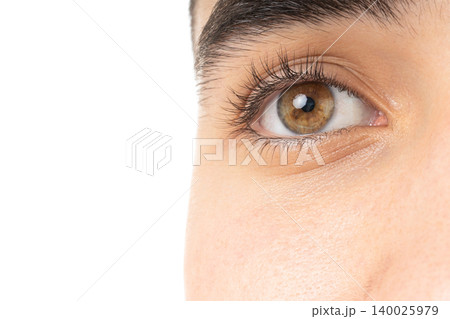Man's eye reveals skin detail and elasticity, isolated, PNG Man's eye reveals skin detail and elasticity, isolated, PNG 140025979