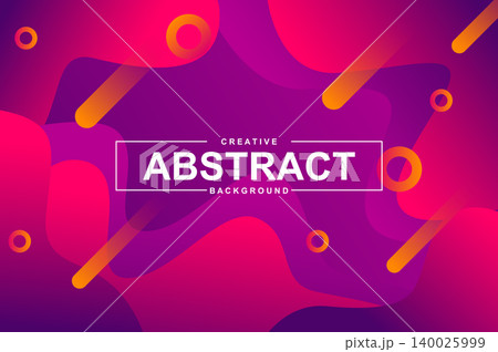 Abstract design with dynamic liquid shapes. Colorful fluid style background for landing page, web banner, wallpaper. Bright composition with gradients, wavy pattern with header vector Illustration. 140025999