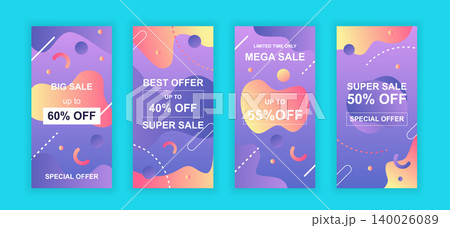 Advertising design social networks instagram stories. Set of sale web banner, poster, cover for online shopping, marketing, promo, discount products. Modern insta cover template. Vector illustration. Advertising design social networks instagram stories. Set of sale web banner, poster, cover for online shopping, marketing, promo, discount products. Modern insta cover template. Vector illustration. 140026089