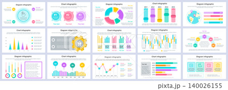 Bundle business and finance infographics presentation slides template. Different charts, diagrams, workflow, flowchart, timeline, schemes design template. Vector info graphic and infographics set. Bundle business and finance infographics presentation slides template. Different charts, diagrams, workflow, flowchart, timeline, schemes design template. Vector info graphic and infographics set. 140026155