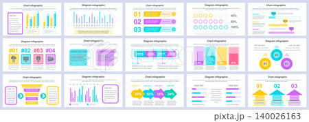 Bundle business and finance infographics presentation slides template. Different charts, diagrams, workflow, flowchart, timeline, schemes design template. Vector info graphic and infographics set. Bundle business and finance infographics presentation slides template. Different charts, diagrams, workflow, flowchart, timeline, schemes design template. Vector info graphic and infographics set. 140026163