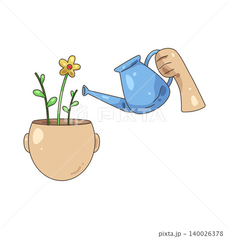 Illustration of Watering a flower Illustration of Watering a flower 140026378