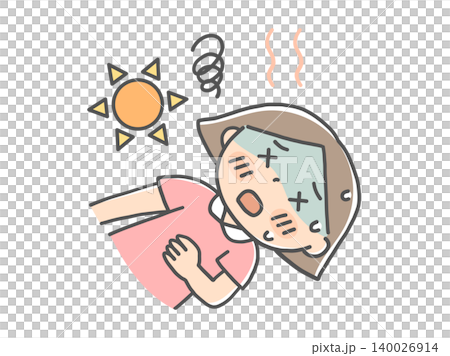 熱中症で意識を失う女の子のイラスト 熱中症で意識を失う女の子のイラスト 140026914