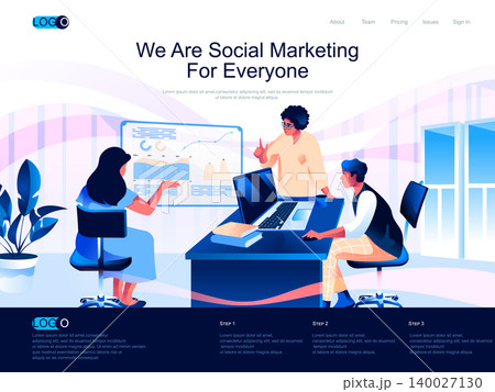 We are Social Marketing for everyone isometric landing page. Marketing research, SMM and SEO isometry website. Marketing teamwork web concept in flat style, vector illustration with people characters. We are Social Marketing for everyone isometric landing page. Marketing research, SMM and SEO isometry website. Marketing teamwork web concept in flat style, vector illustration with people characters. 140027130
